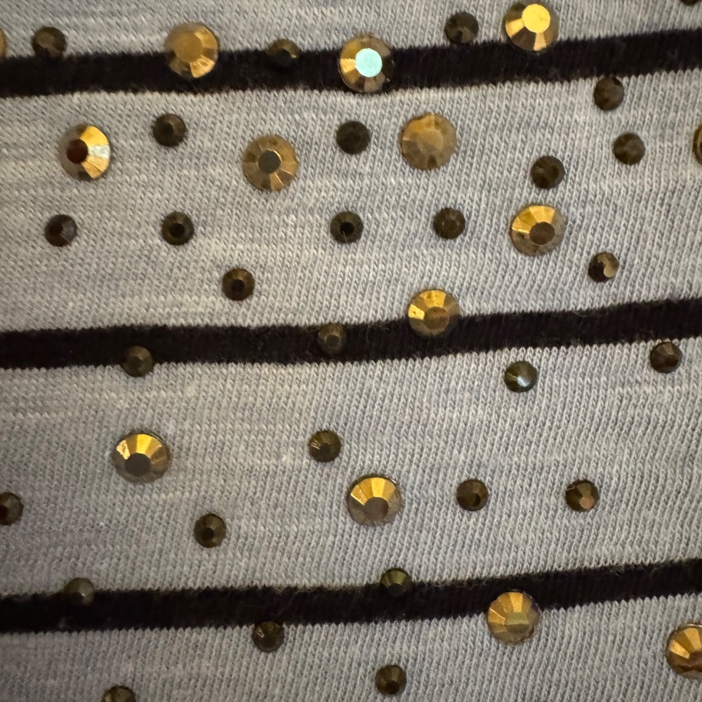 XS Talbots blue striped boatneck top with studs on front - Picture 5 of 7